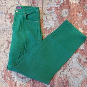 Edikted Green Button-Up Straight Leg High Rise Pants